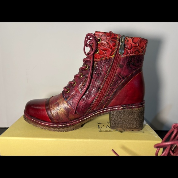 L'Artiste by Spring Step Leather Boots Fallinluv Bordeaux Size EU 38/US 7.5-8 - Picture 9 of 16